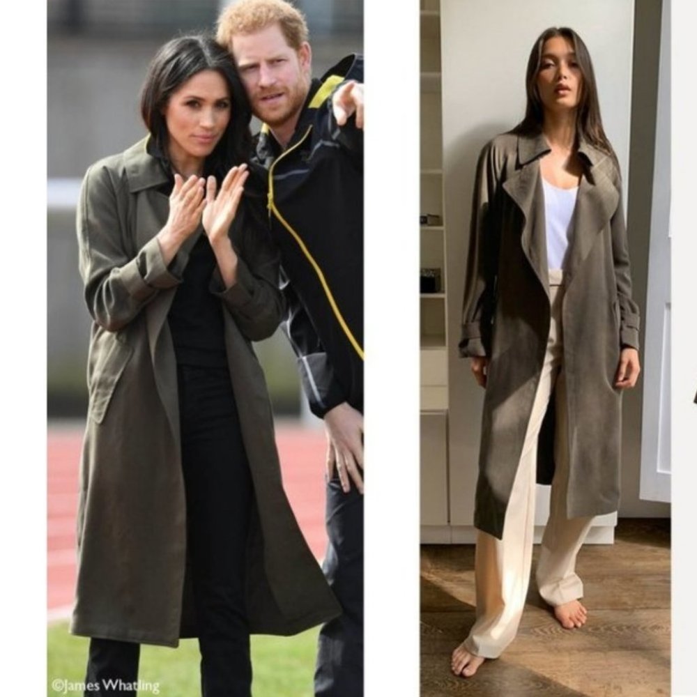 BABATON Lawson  Trench Coat Green Size XXS Aritzia Midi Jacket Meghan Markle